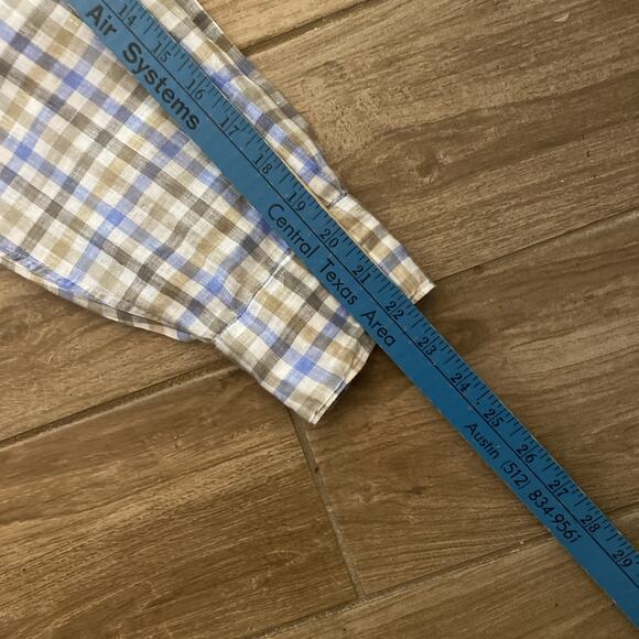 Ermenegildo Zegna Shirt Mens 100% Linen Long Sleeve Designer Italy plaid - Picture 6 of 8